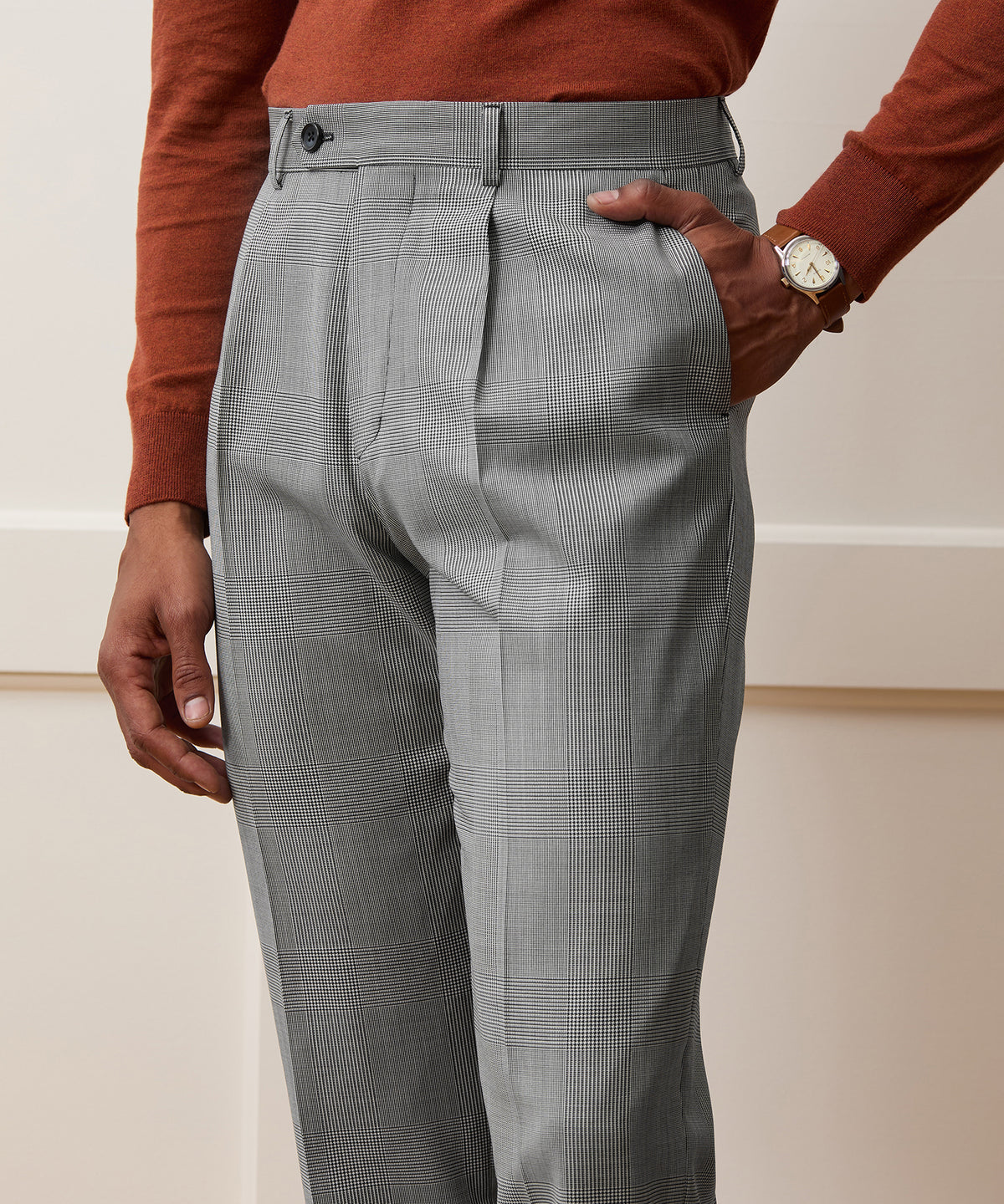 Italian Wool Glen Plaid Madison Trouser