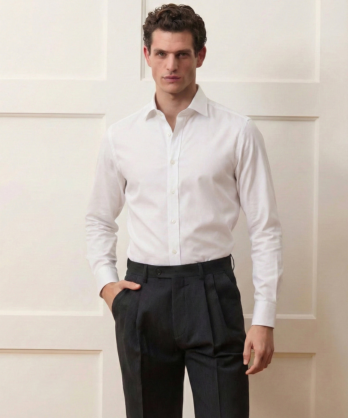 lightweight cotton dress shirts Spread Collar Poplin Shirt in White Size:US 6 / UK 10 / EU 36 Natural Long Sleeve Linen type: Dresses Sleeve Warm iron if needed.