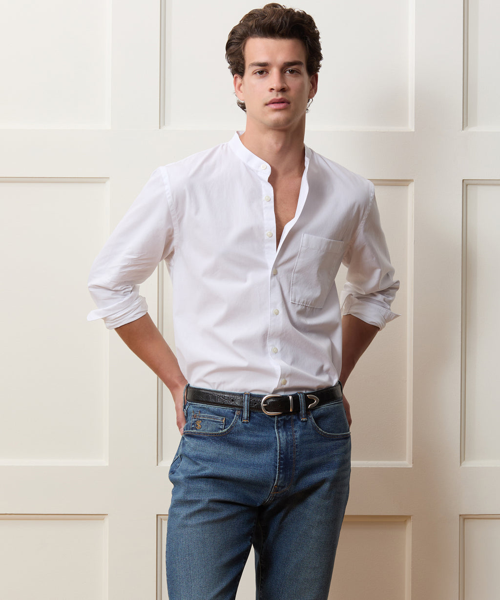 Poplin Band Collar Shirt