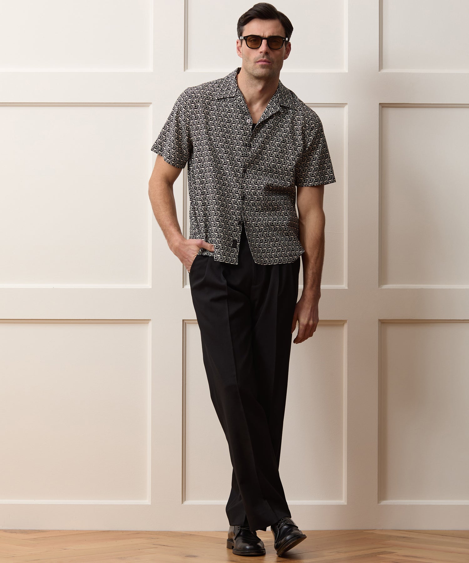 Silk-Cotton Capri Shirt in Black Geo – Todd Snyder
