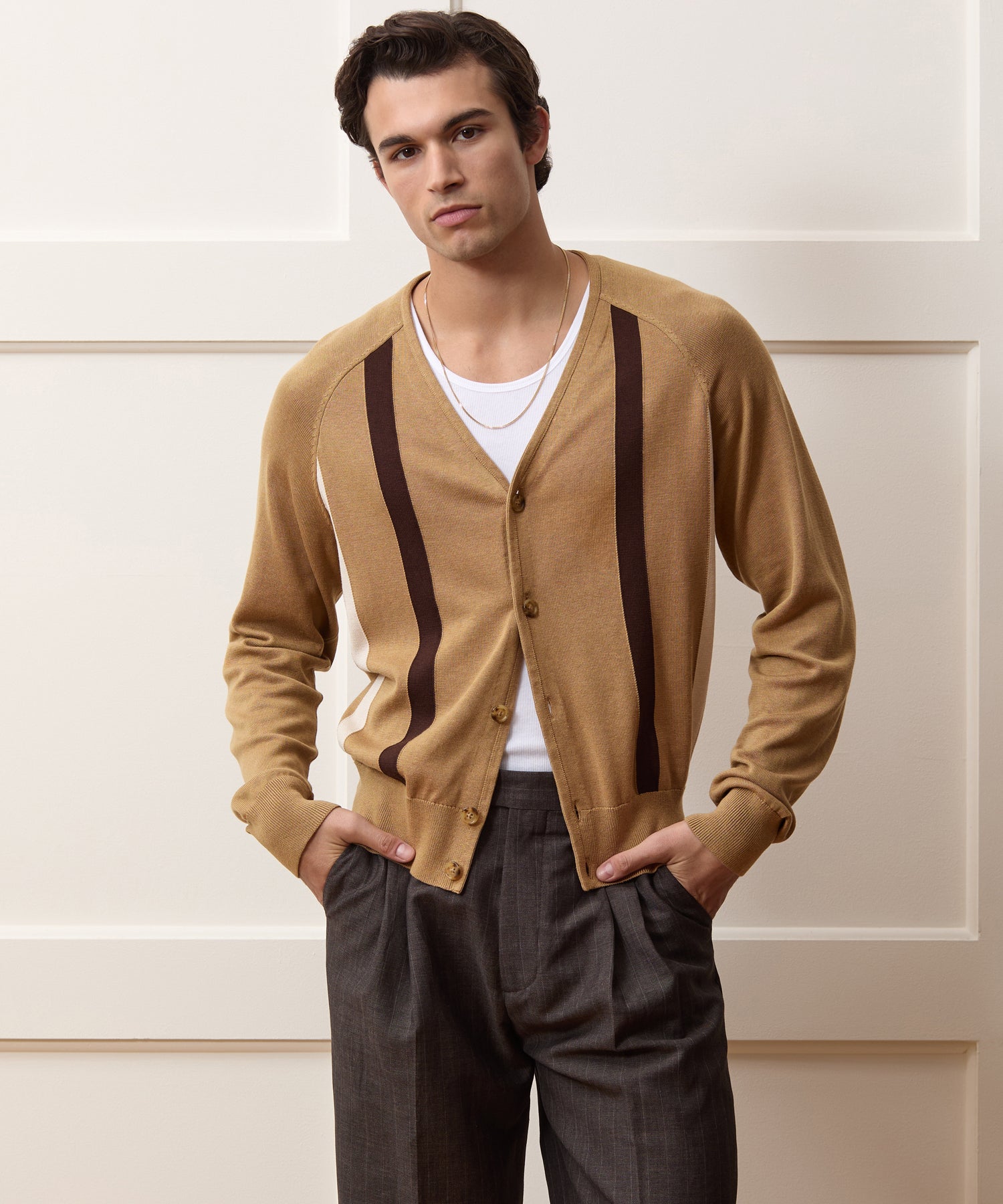 Silk-Cotton Cardigan in Baja Dunes Stripe – Todd Snyder