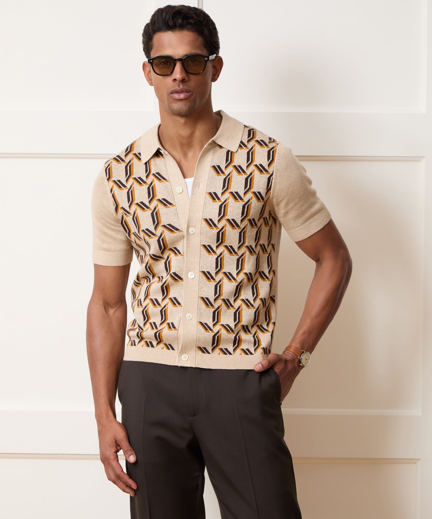 Mikasa Sweater Polo in Sand Geo – Todd Snyder