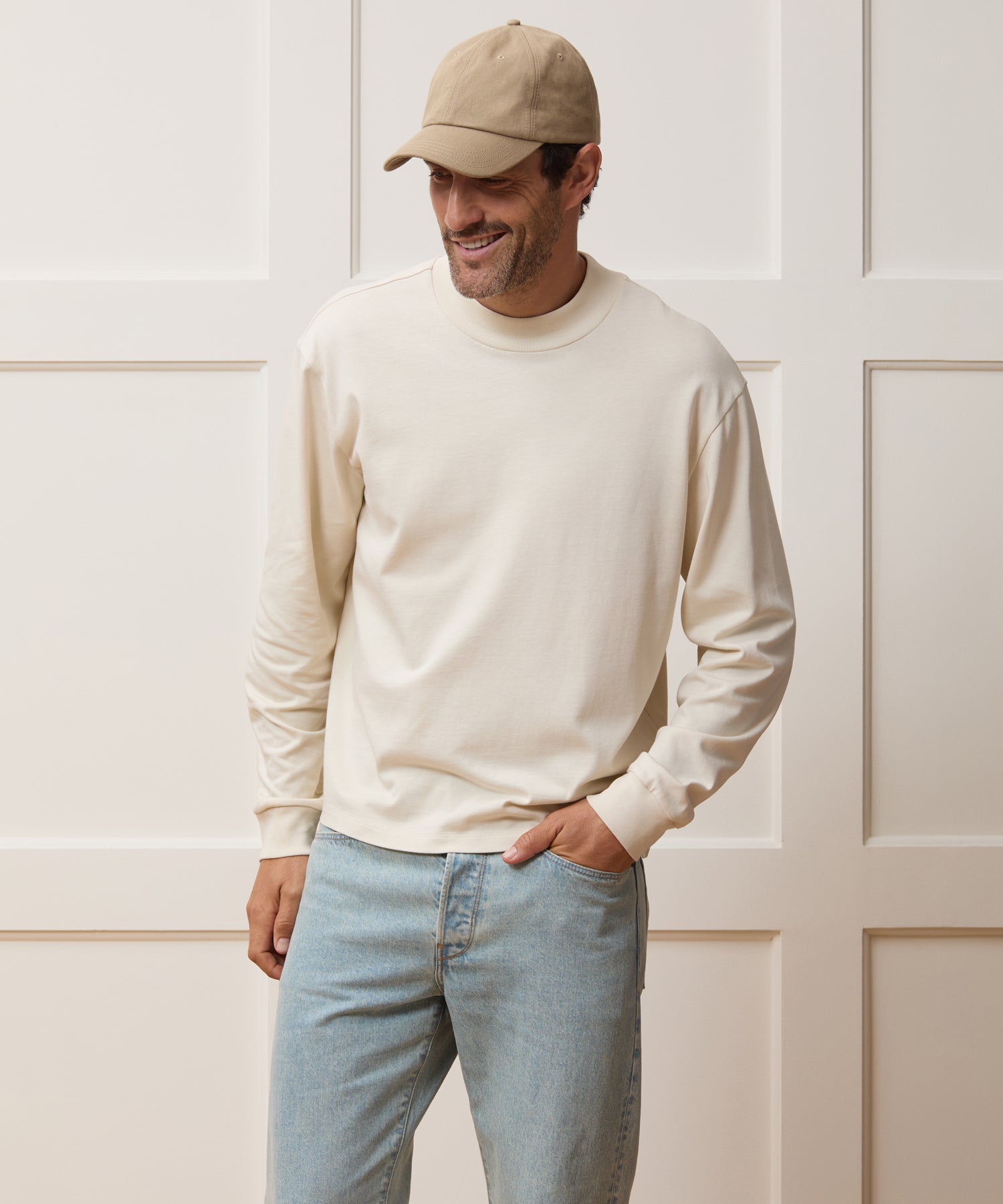 Boxy Jersey Mockneck Tee in Chalk – Todd Snyder