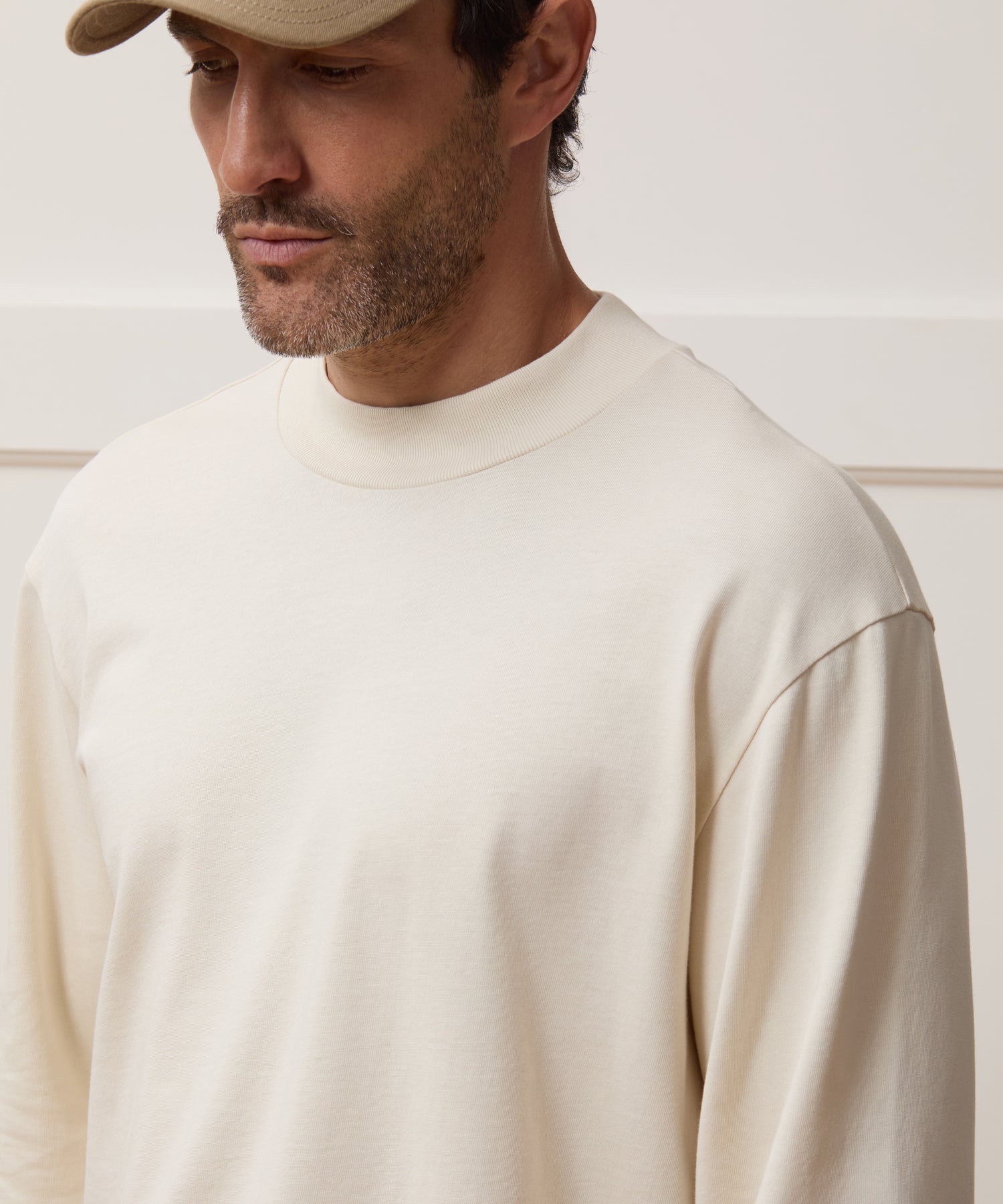 Boxy Jersey Mockneck Tee in Chalk – Todd Snyder