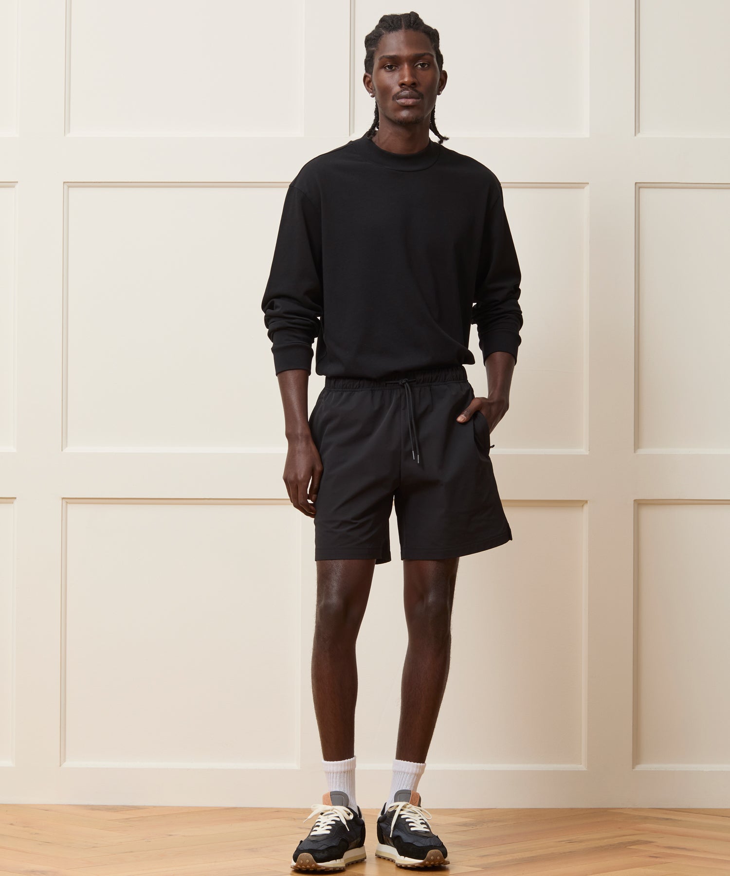 Boxy Jersey Mockneck Tee in Black – Todd Snyder