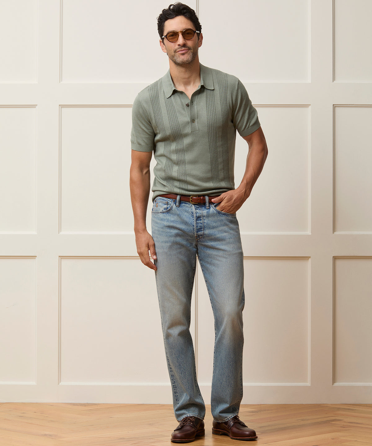 Silk-Cotton Ribbed Sweater Polo