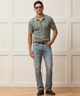 Silk-Cotton Ribbed Sweater Polo