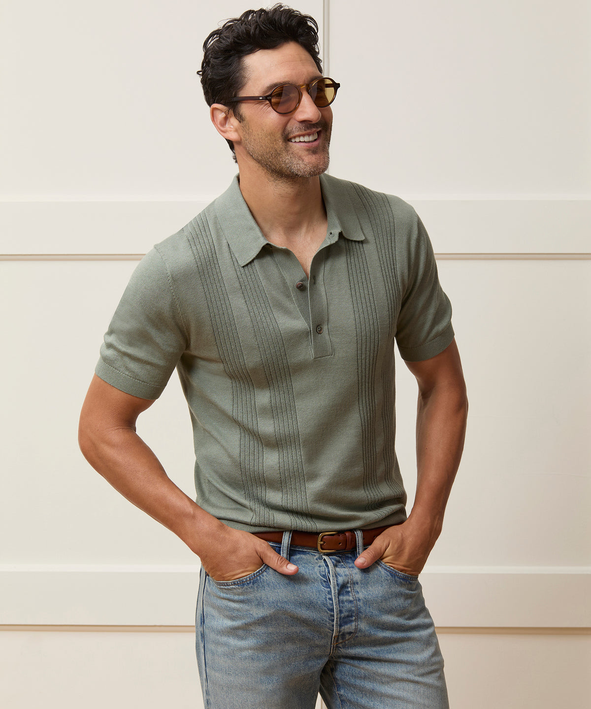 Silk-Cotton Ribbed Sweater Polo