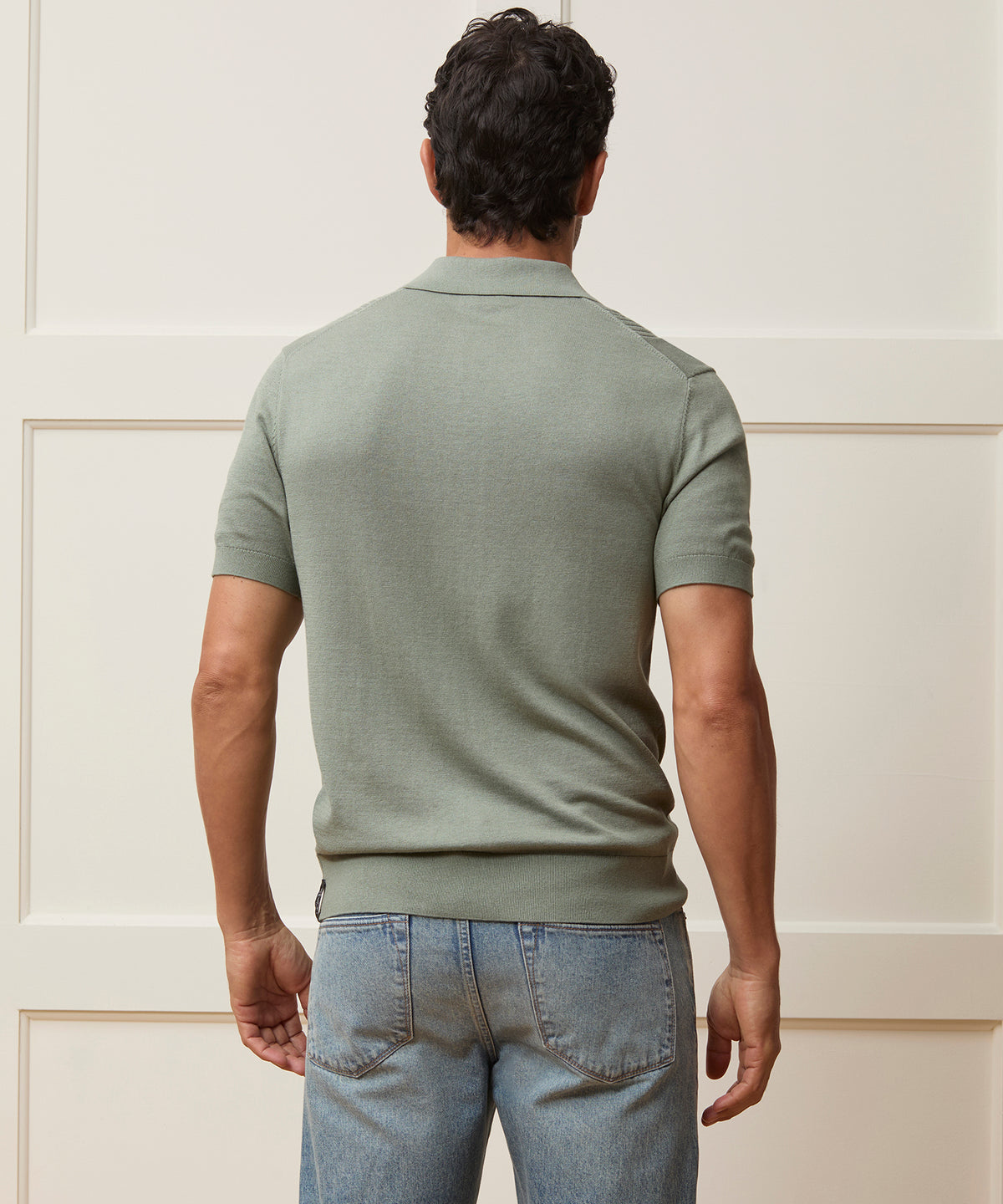 Silk-Cotton Ribbed Sweater Polo