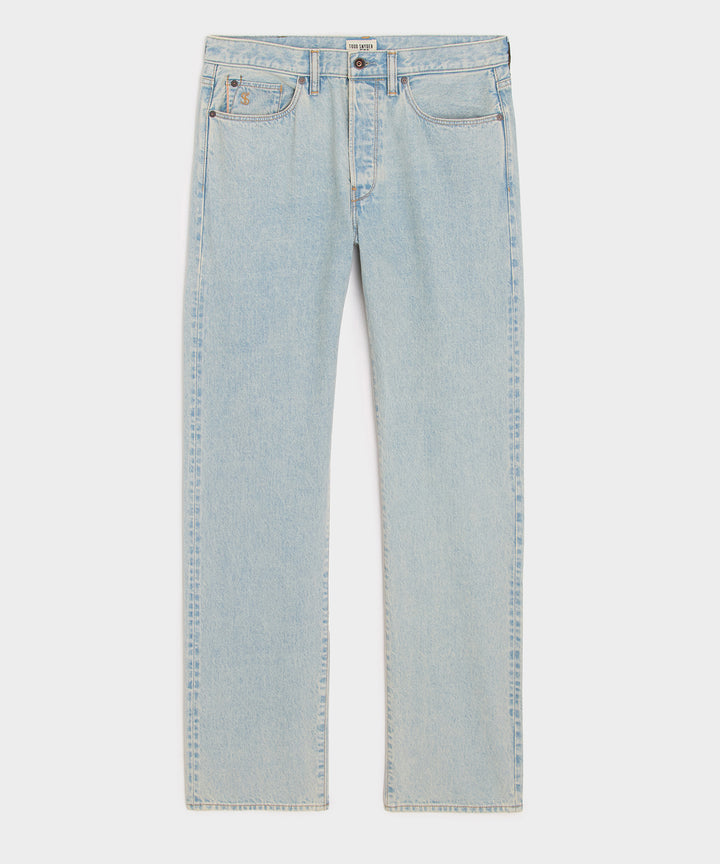 Straight Fit Selvedge Jean in Faded Light Indigo