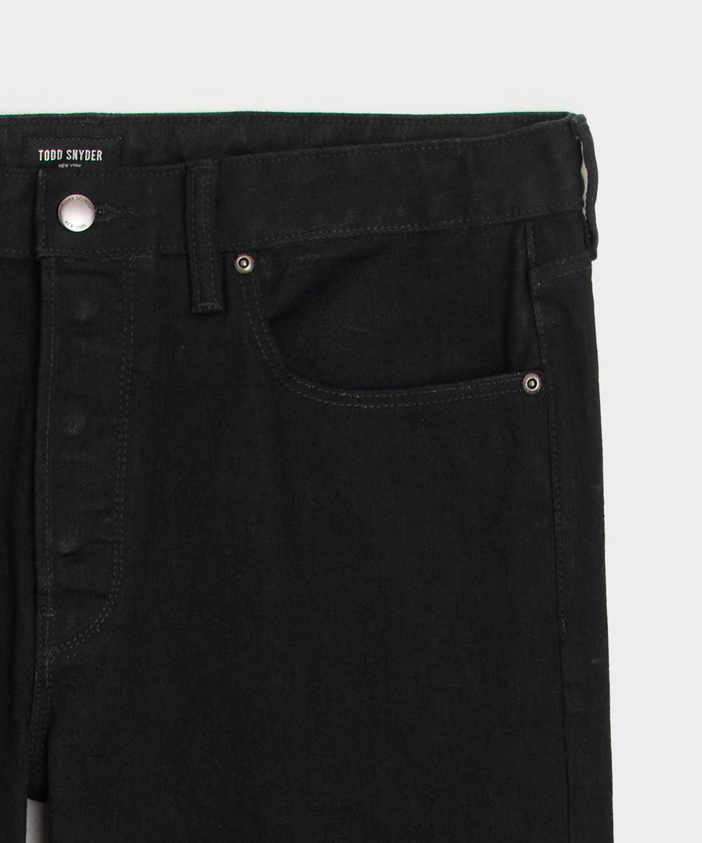 Straight Fit Japanese Selvedge Stretch Jean in Black