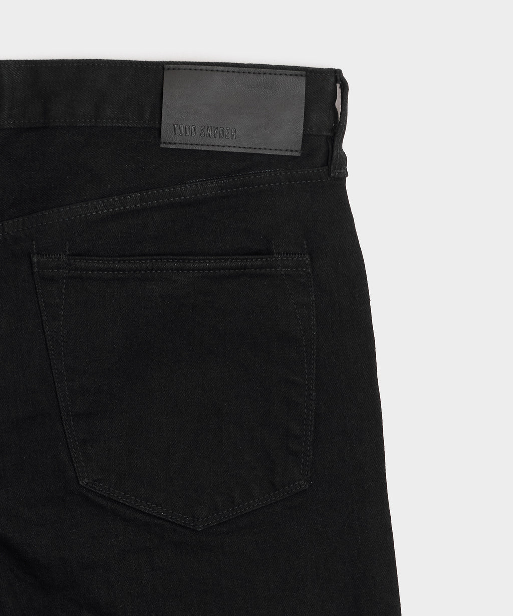 Straight Fit Japanese Selvedge Stretch Jean in Black