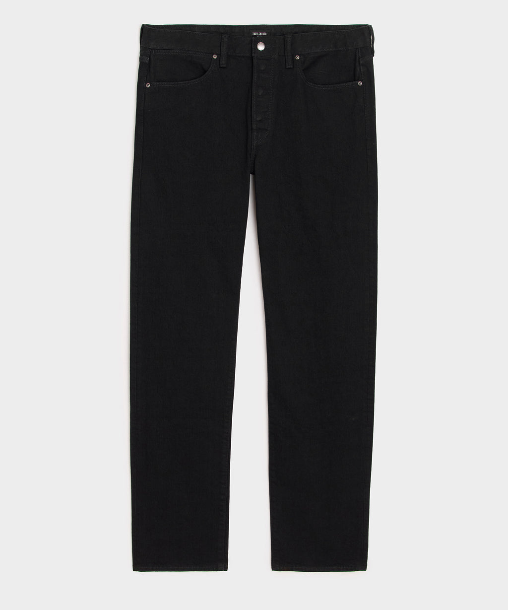 Straight Fit Japanese Selvedge Stretch Jean in Black