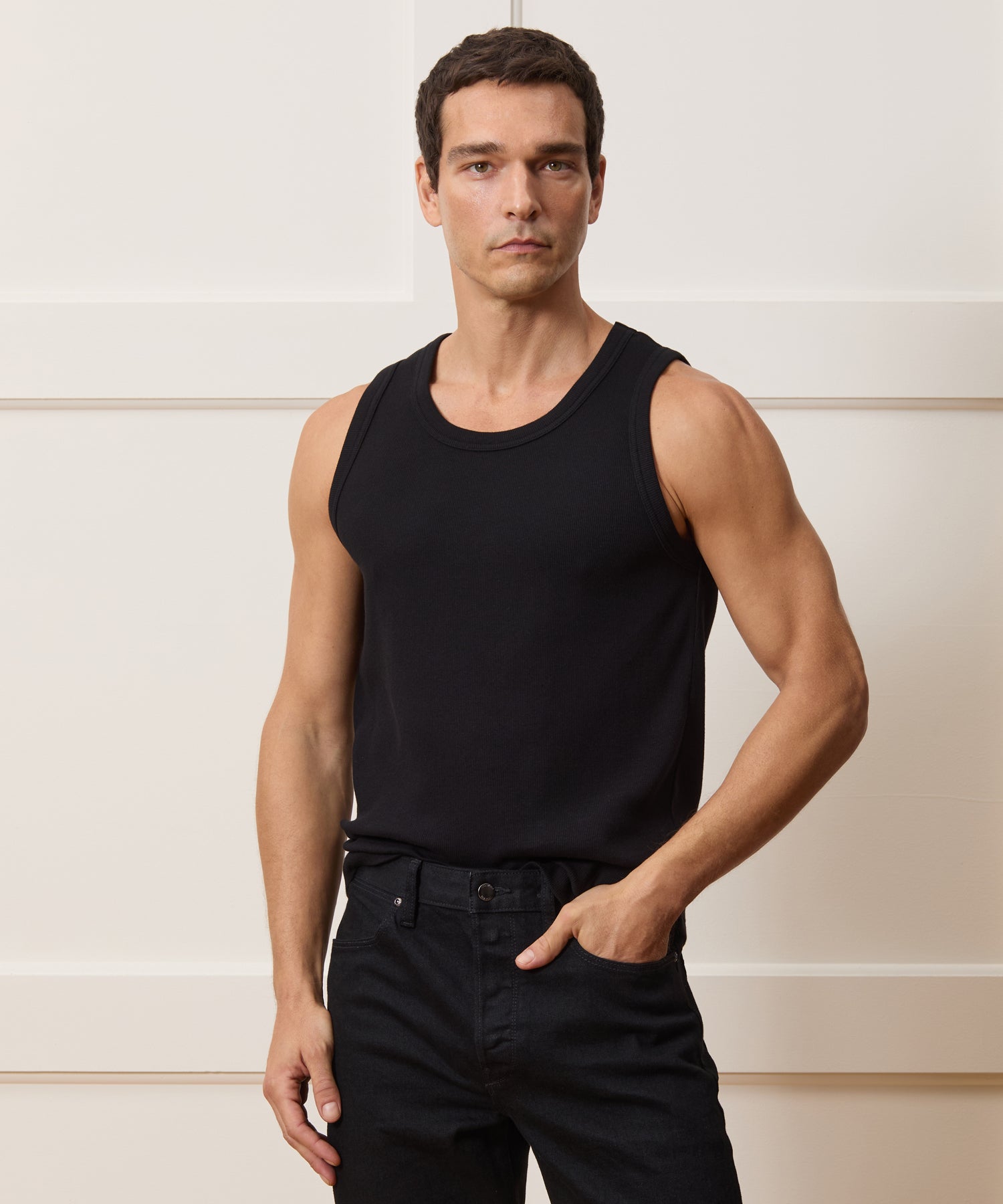 Cotton Ribbed Tank in Black – Todd Snyder