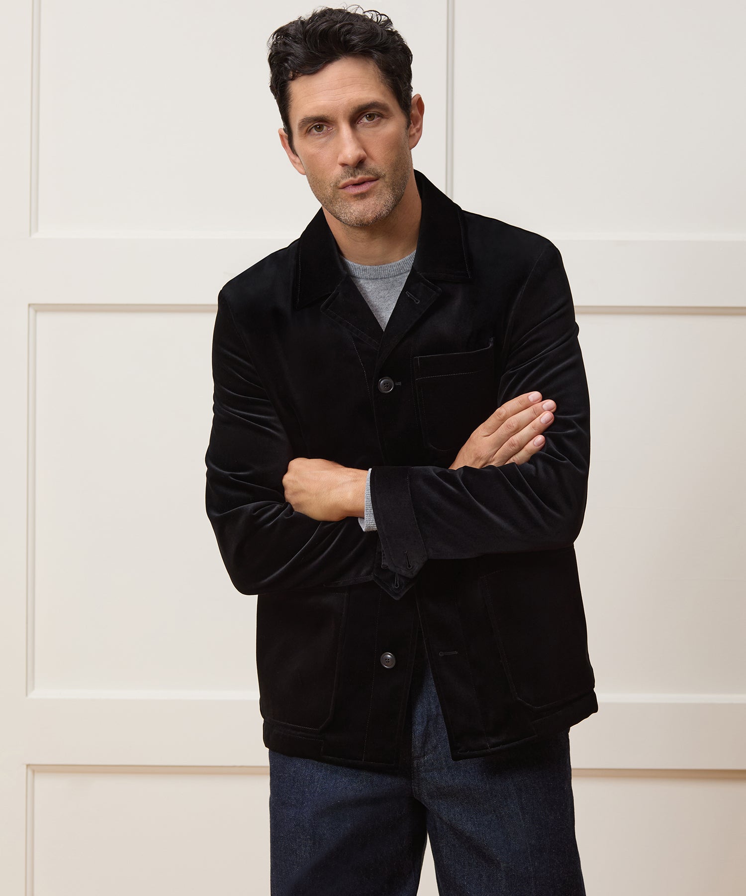 Italian Velvet Tailored Chore Coat in Black – Todd Snyder