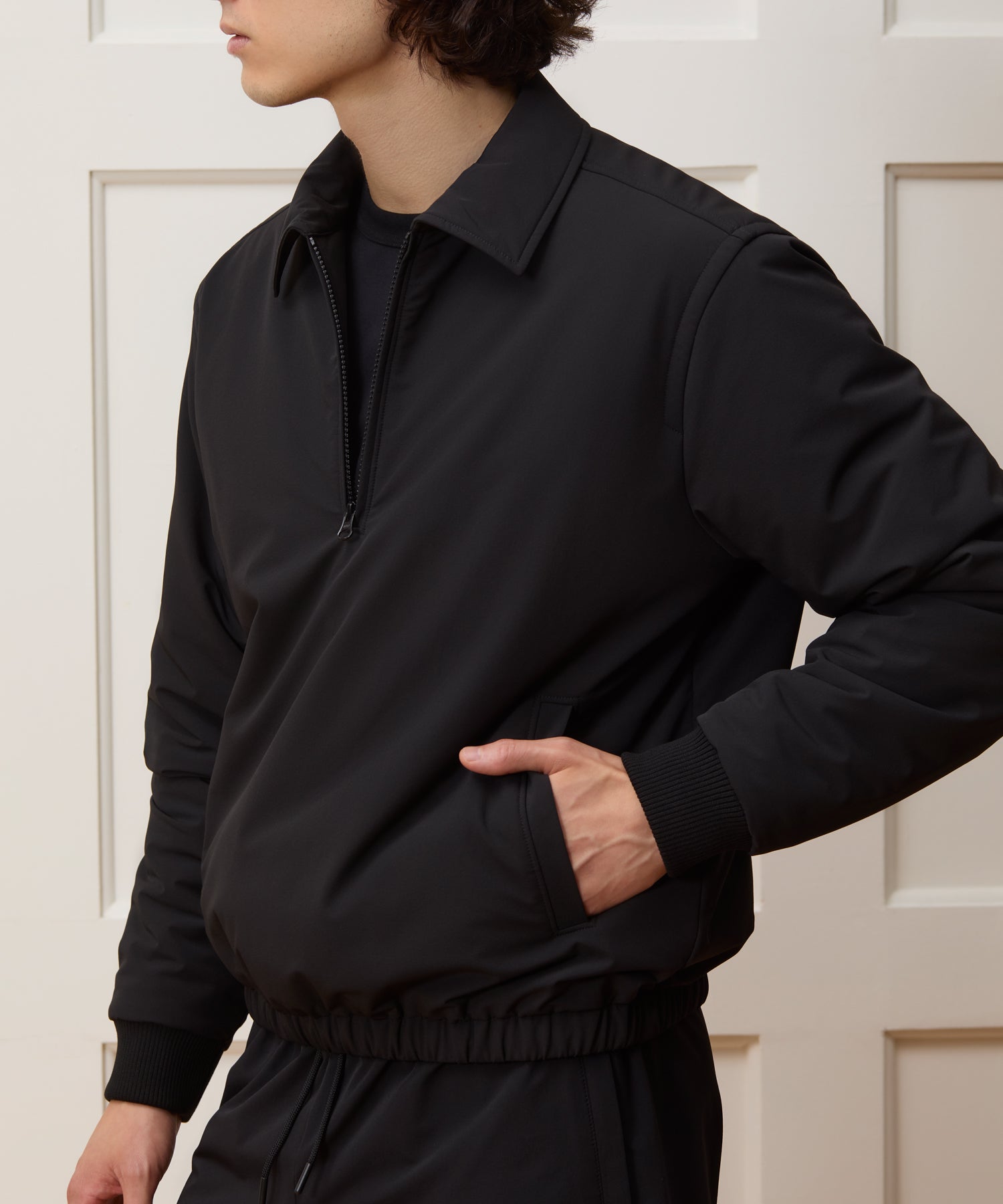 Nylon Quarter-Zip Jacket in Pitch Black – Todd Snyder