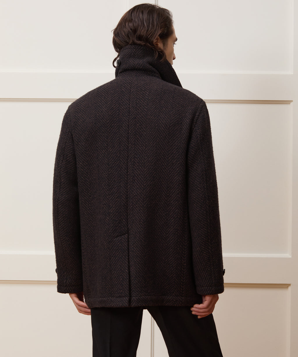 Italian Wool Herringbone Peacoat