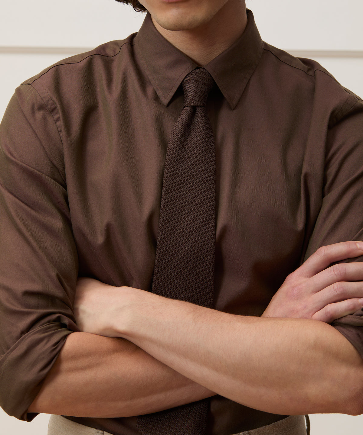 why do my dress shirt collars turn brown Cotton Twill Long Point Collar XS / Dark / SH22810468-236 Brown stain Size:UK 14 | EU 40 | US 10 New Apparel Halter Mini Chiffon Cocktail