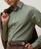 Cotton Twill Long Point Collar Shirt