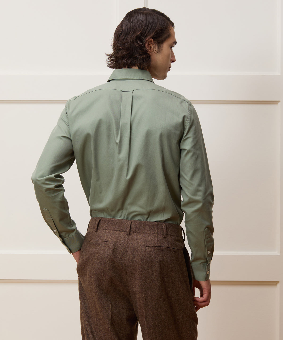 Cotton Twill Long Point Collar Shirt