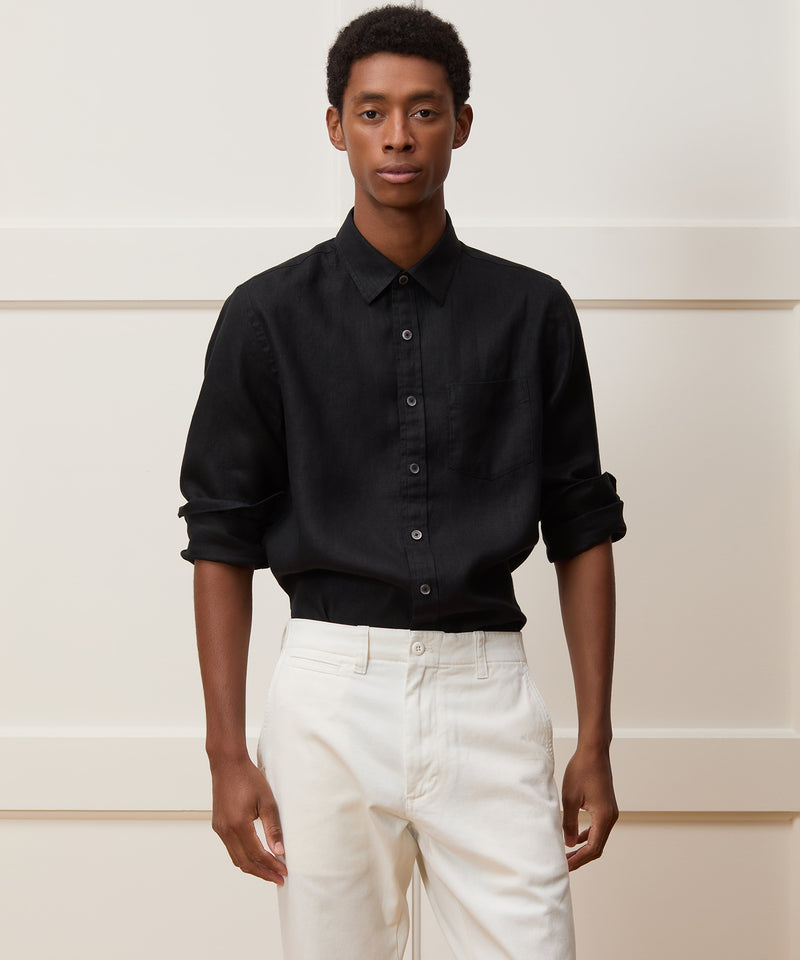 Slim Sea Soft Irish Linen Point Collar Shirt