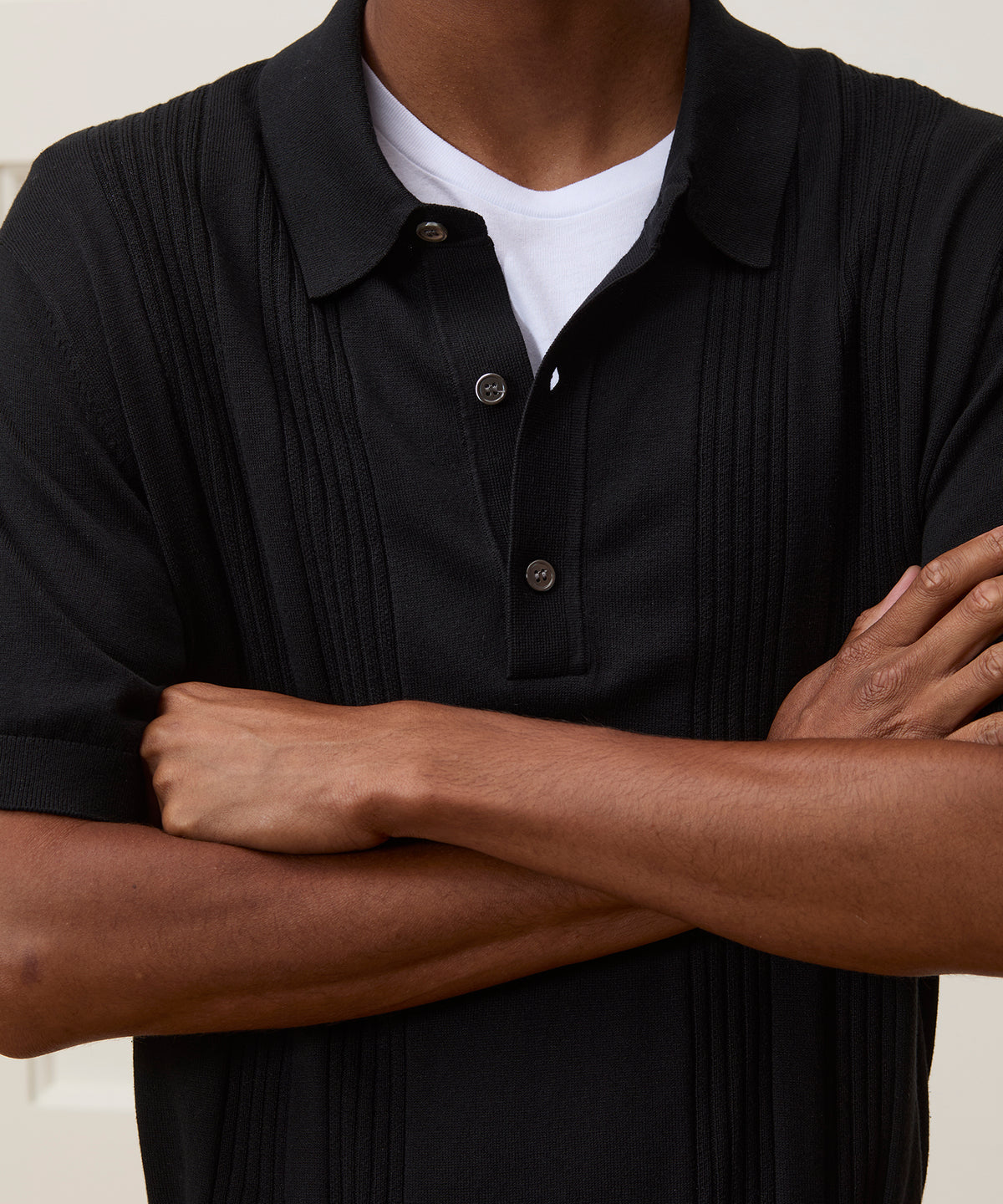 Silk-Cotton Ribbed Sweater Polo