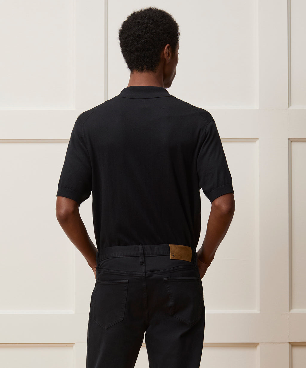 Silk-Cotton Ribbed Sweater Polo