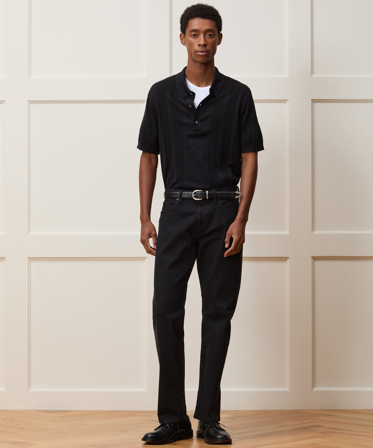 Silk-Cotton Ribbed Sweater Polo