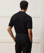 Silk-Cotton Ribbed Full-Placket Sweater Polo