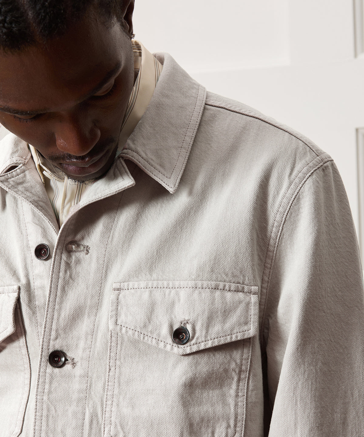 Cropped Denim Eisenhower Jacket