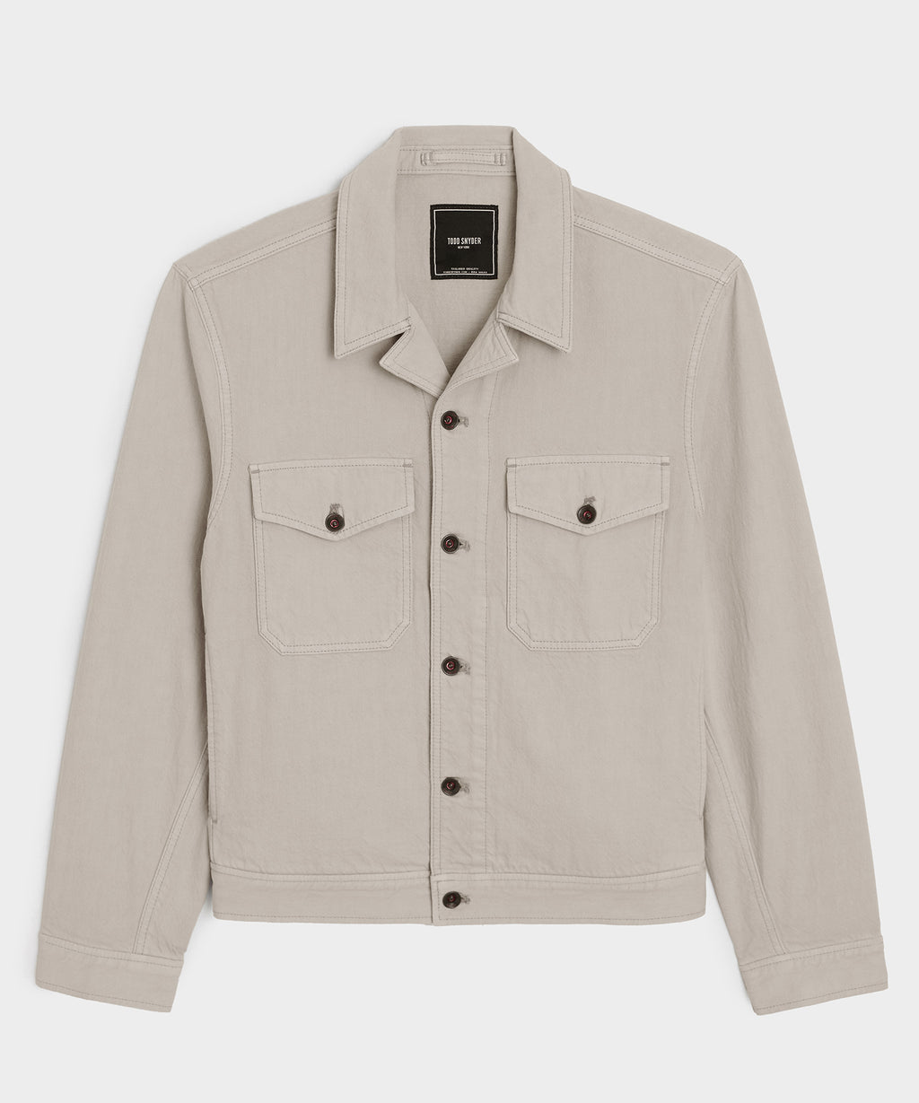 Cropped Denim Eisenhower Jacket