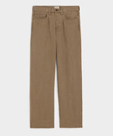 Relaxed 5-Pocket Pleated Jean in Light Brown