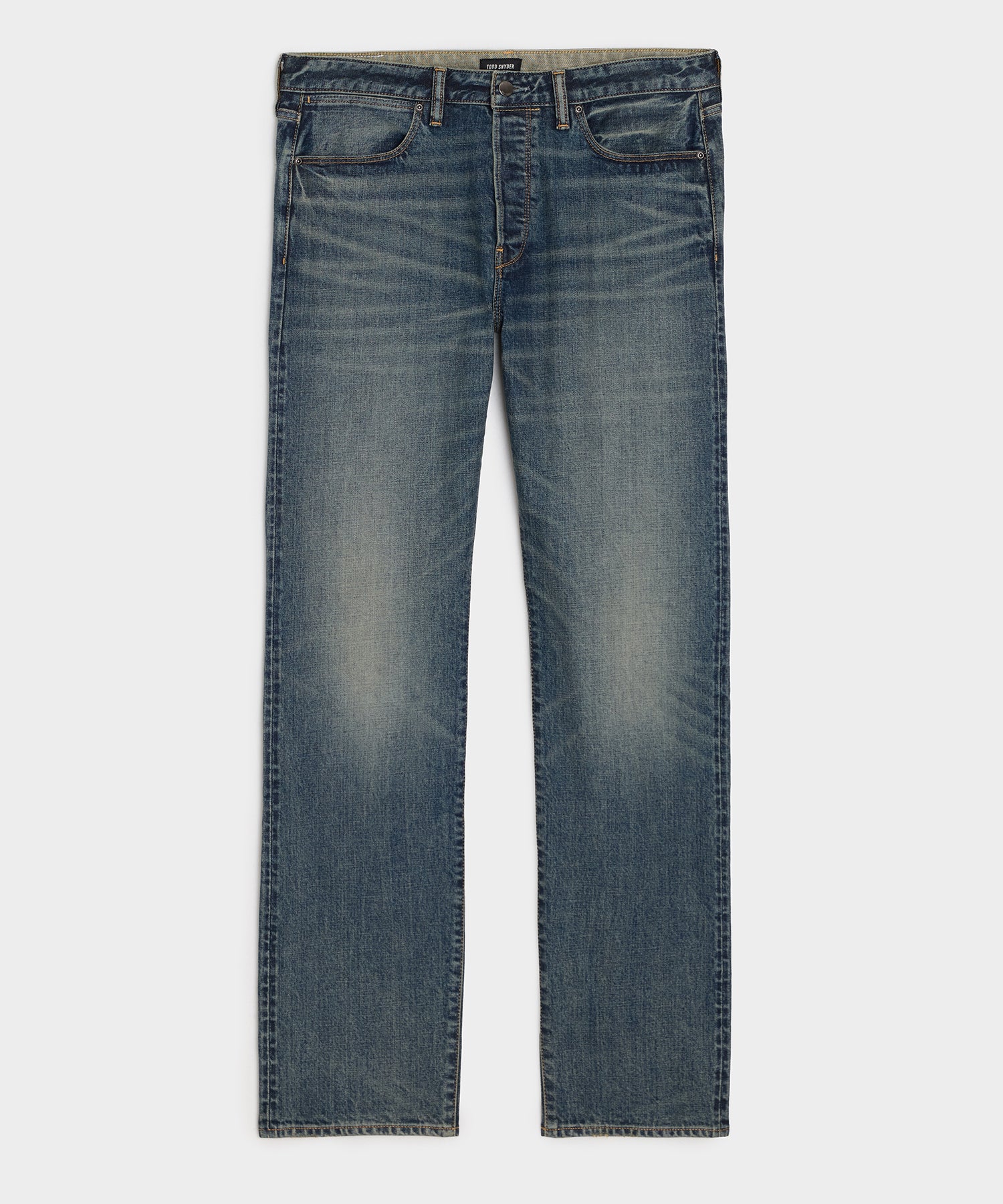 Straight Japanese Selvedge Stretch Jean in Worn Wash – Todd Snyder Straight Japanese Selvedge Stretch Jean in Worn Wash – Todd Snyder