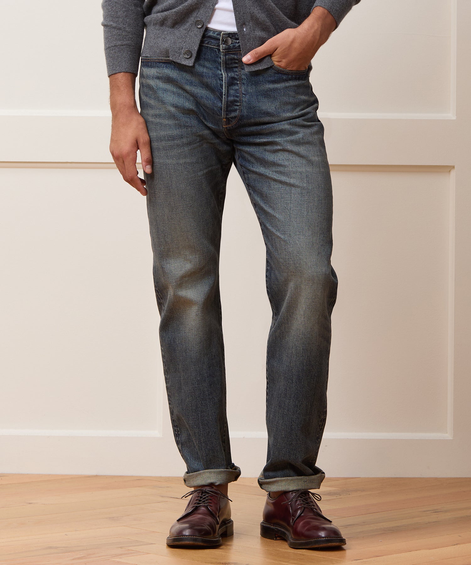 Straight Japanese Selvedge Stretch Jean in Worn Wash – Todd Snyder