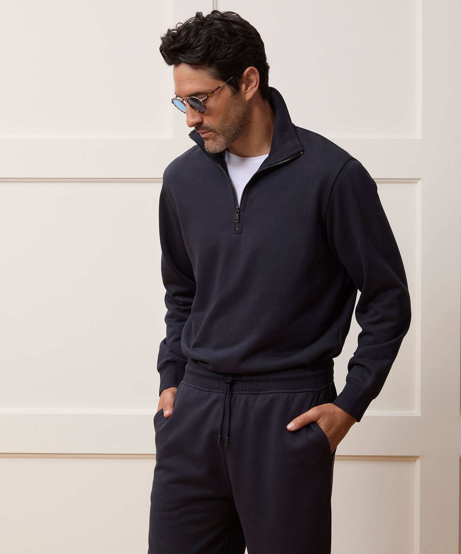 Portuguese Terry Quarter-Zip Sweatshirt in Original Navy – Todd Snyder