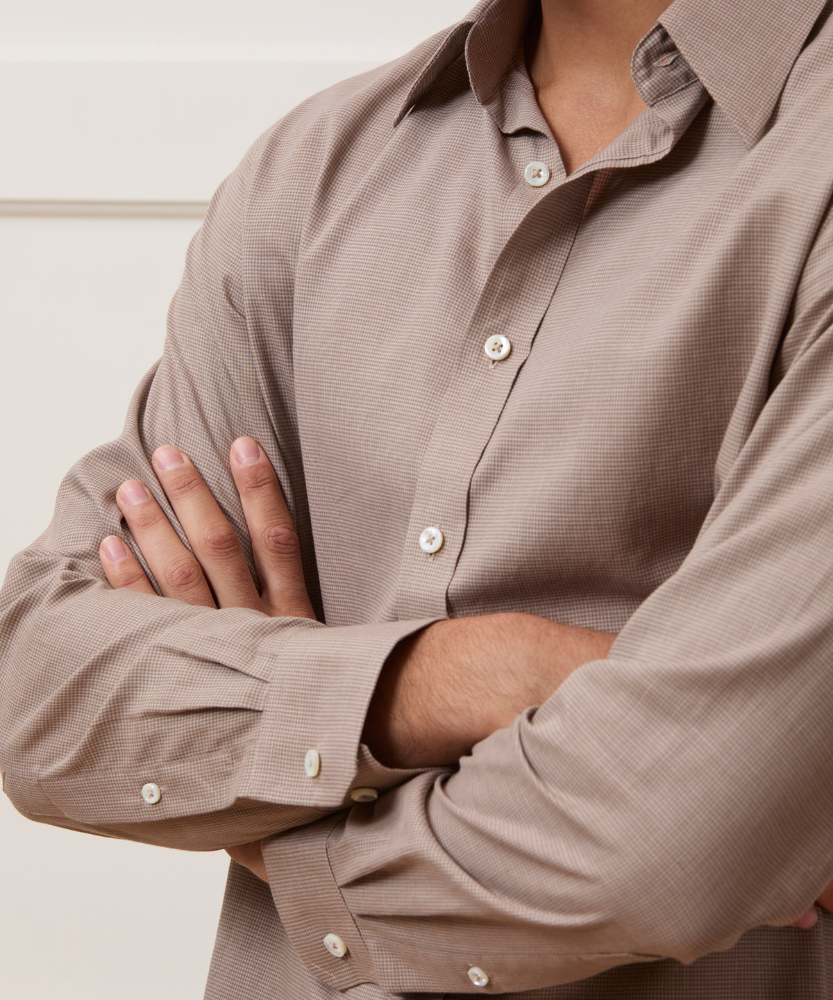 Lightweight Flannel Long Point Collar Dress Shirt