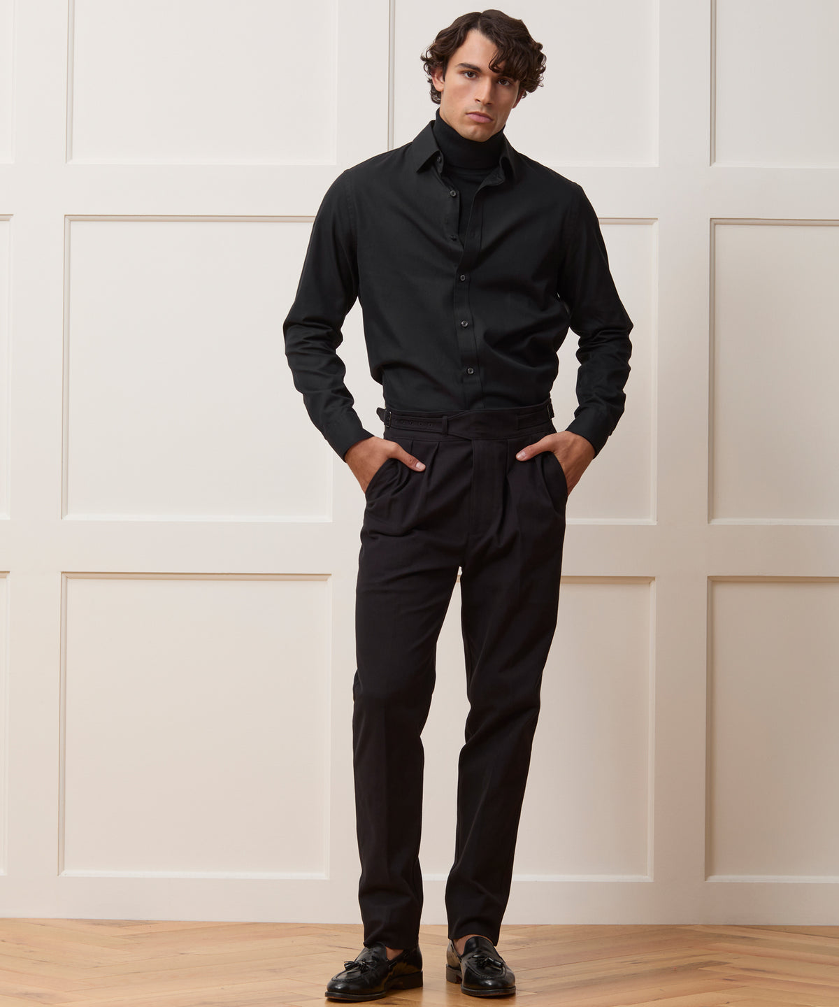 Cotton Twill Long Point Collar Shirt
