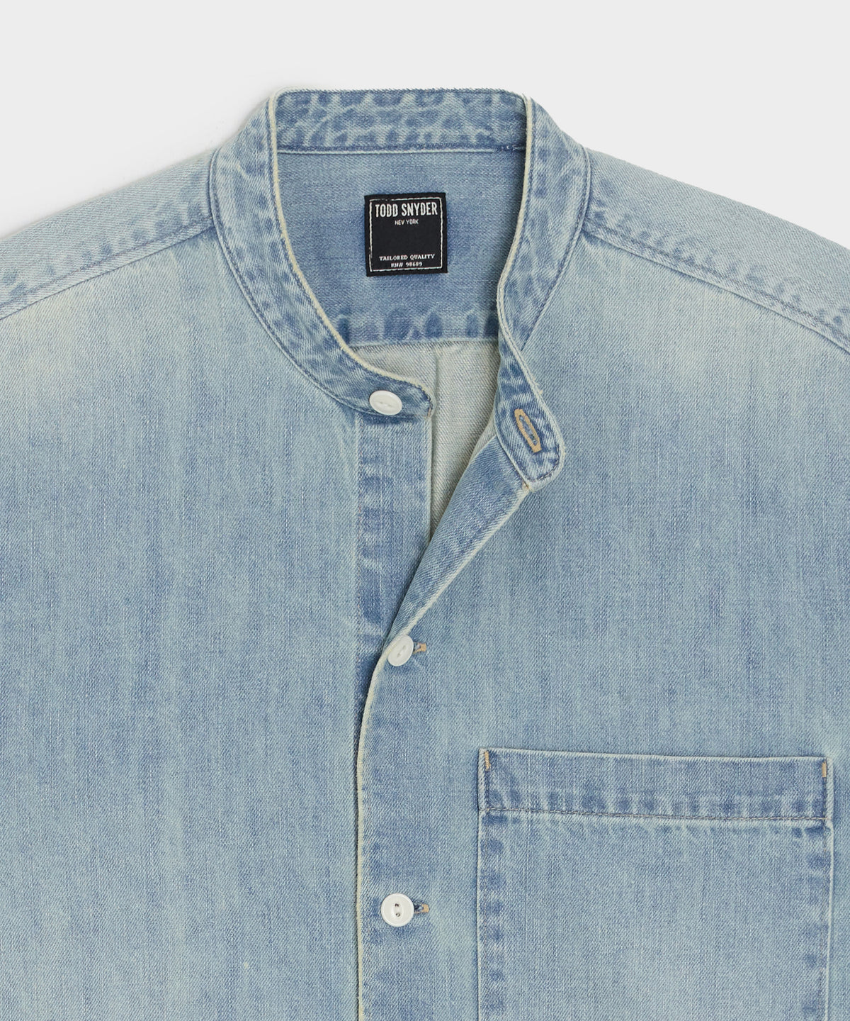 Relaxed Denim Band Collar Shirt