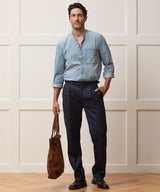 Relaxed Denim Band Collar Shirt