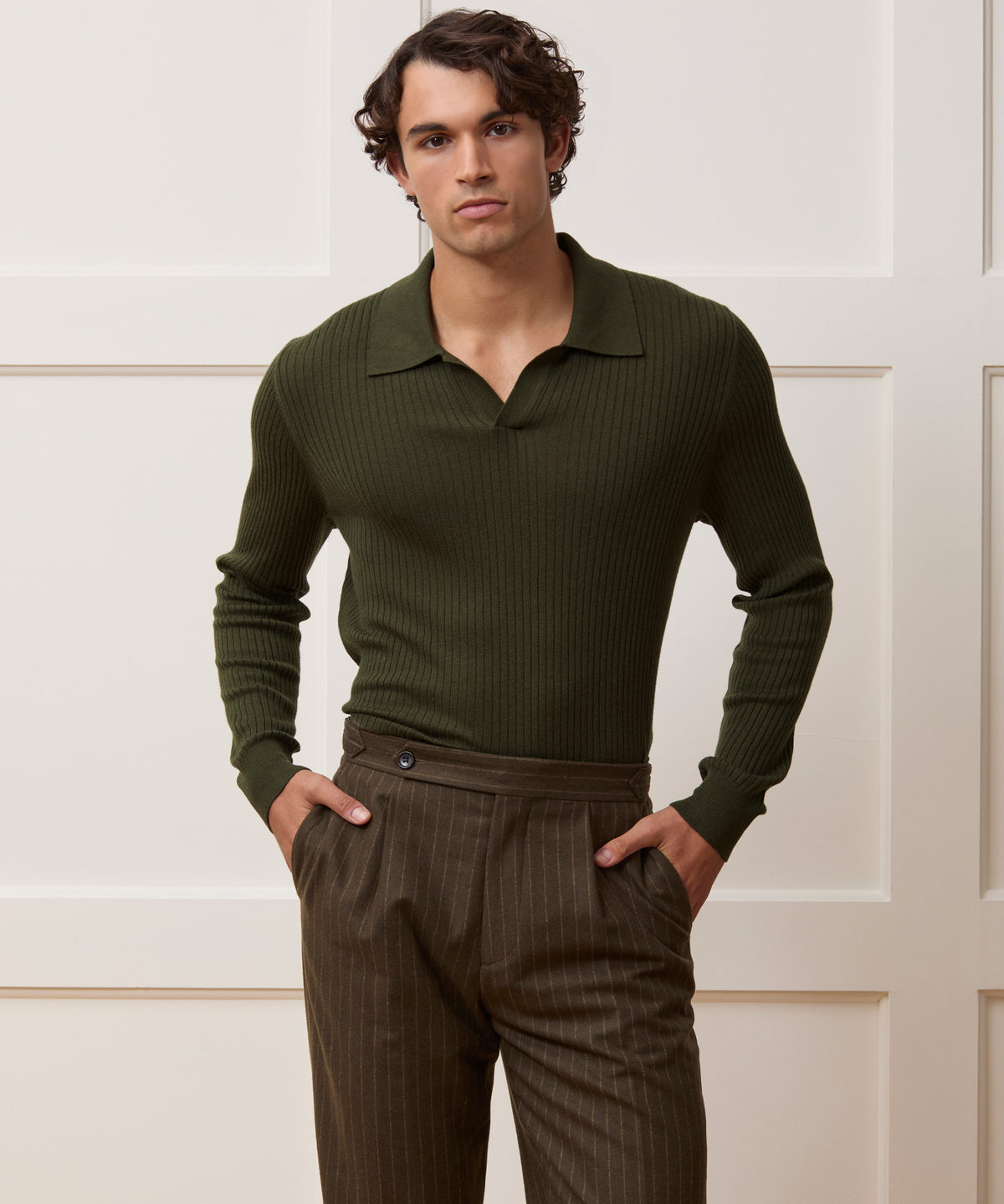 Silk-Cashmere Ribbed Montauk Sweater Polo