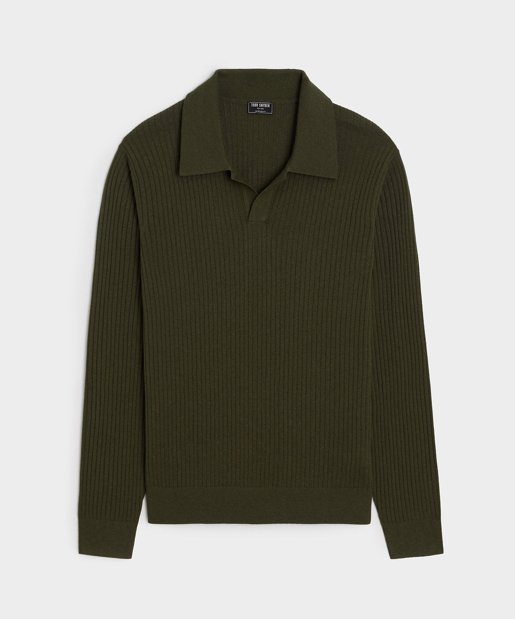 Silk-Cashmere Ribbed Montauk Sweater Polo