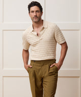 Relaxed Cotton Basketweave Sweater Polo