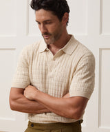 Relaxed Cotton Basketweave Sweater Polo