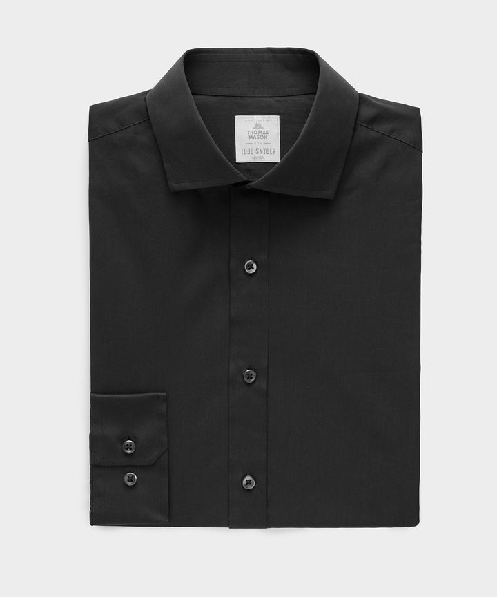 Slim Cotton-Silk Spread Collar Dress Shirt