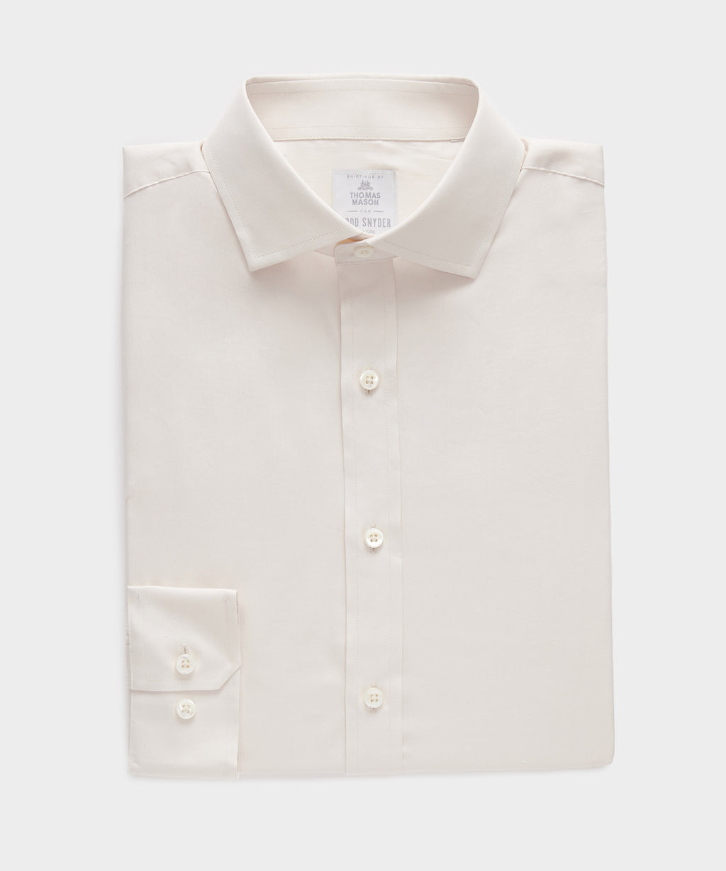 Slim Cotton-Silk Spread Collar Dress Shirt