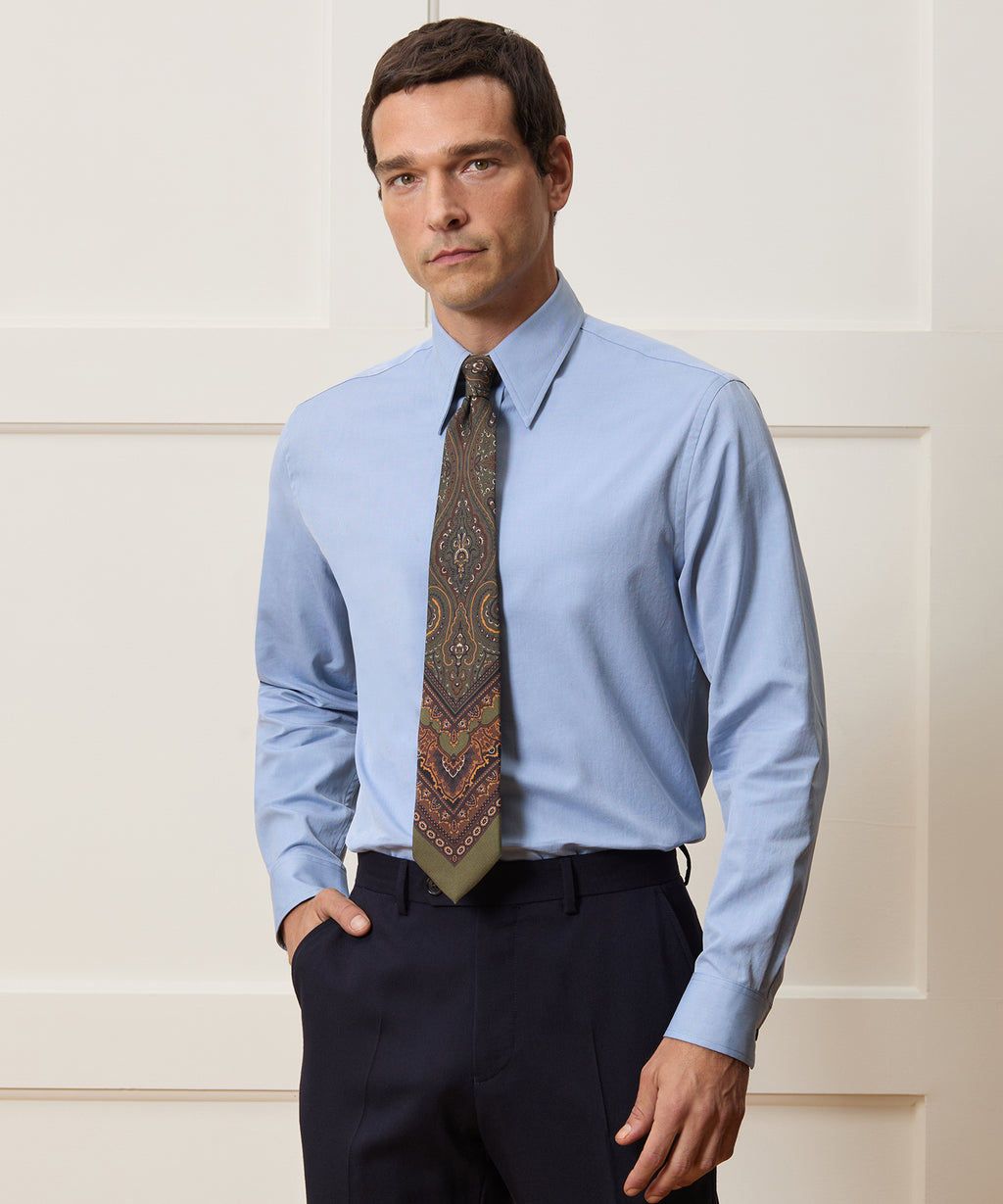 Slim Twill Long Collar Dress Shirt