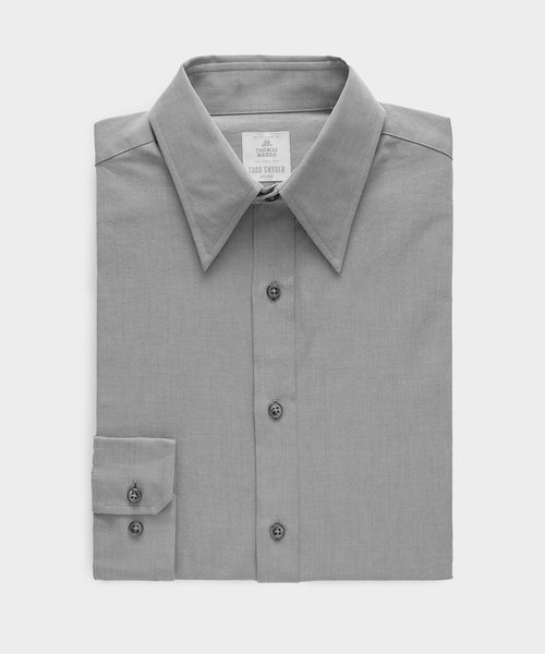 Men's Slim Twill Long Collar Dress Shirt in Grey, Size 17