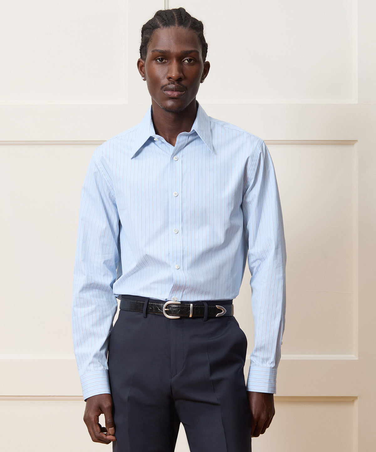 point collar dress shirt Men's Poplin Long in Blue, Size 17.5 Mens shirts Size:20cm Pandy Satin Cowl Bridesmaid PLEATED-BUST Machine washable for easy
