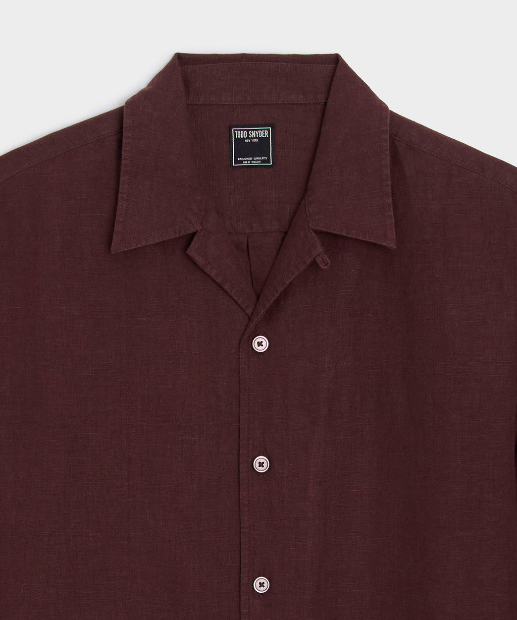 Cropped Sea Soft Irish Linen Camp Collar Shirt