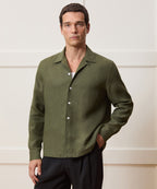 Cropped Sea Soft Irish Linen Camp Collar Shirt